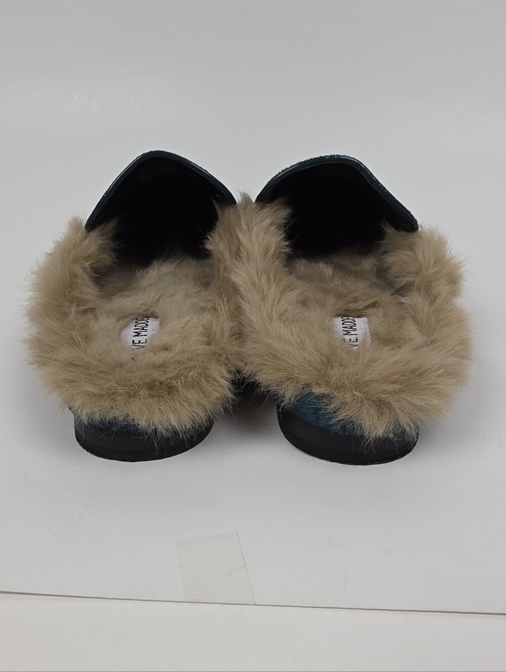 Steve Madden Kaden Green Velvet Fur Smoking Flats Loafer Mule - 7.5 - Picture 8 of 11